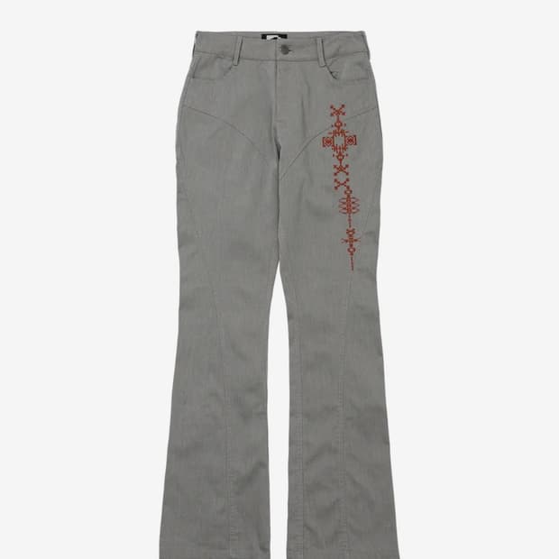 웰빙익스프레스 Embroidered Line Pants Grey s사이즈