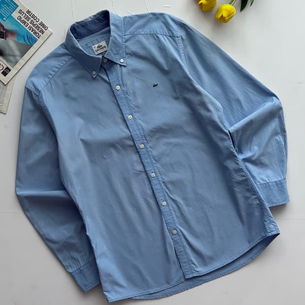 라코스테 하늘색 솔리드 셔츠
