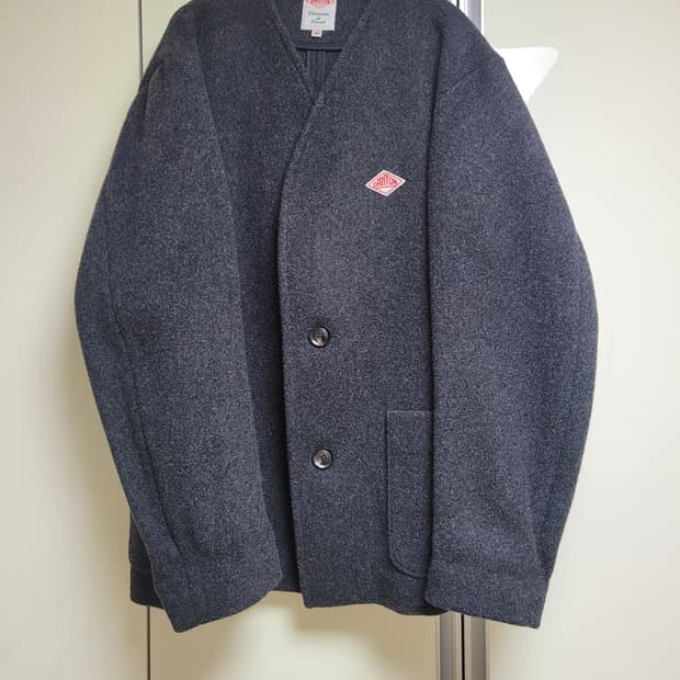 DANTON 단톤 울 노카라 재킷 그레이