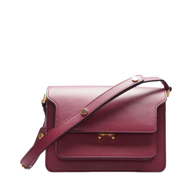 (중고) 마르니 버건디 카프스킨 트렁크 미듐 숄더백