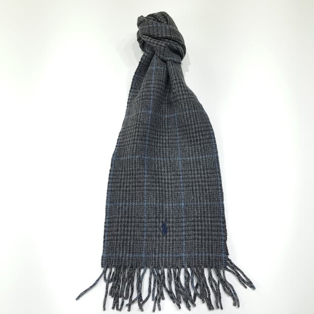 MX626 폴로 90s 이태리판 울 글렌체크 양면 그레이 머플러 목도리