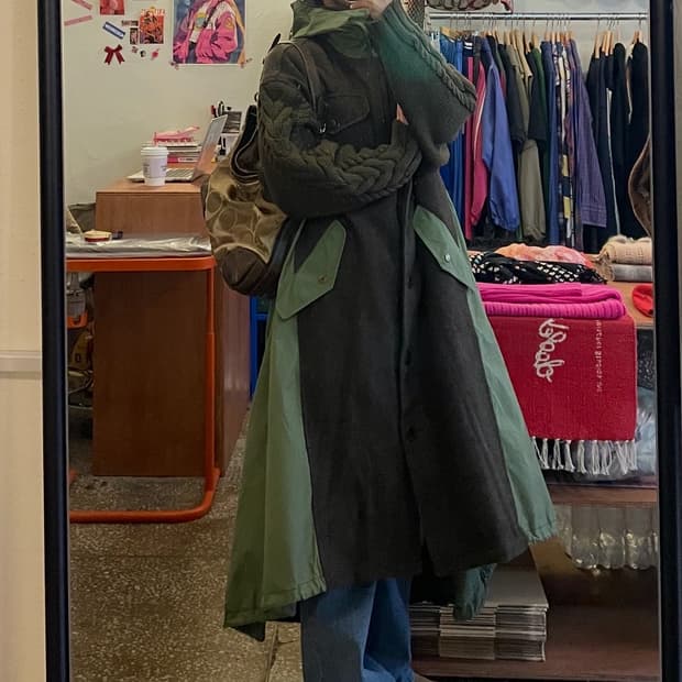 배색 야상코트 [무배]