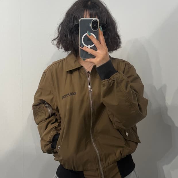 OS 스컬프터 빈티지 아웃라인 MA-1 봄버 자켓 브라운