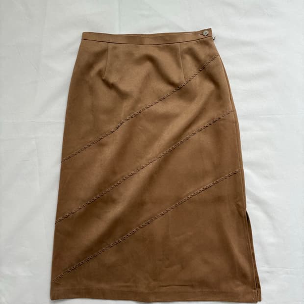 vintage camel fake suede skirt 