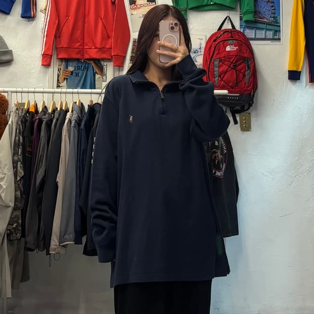 폴로 랄프로렌 신형 반집업 네이비 니트 XL