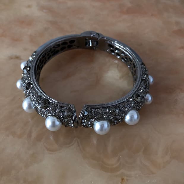 pearl pavé bangle bracelet