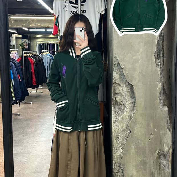폴로 랄프로렌 빅포니 기모 바시티 자켓 그린 L #csz2685 