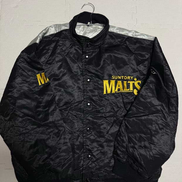 일본 90s 산토리몰츠 빅로고 나일론 베이스볼 자켓