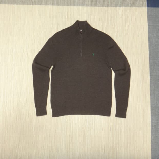 (M/95) 폴로랄프로렌 메리노 울 반집업 터틀넥 니트