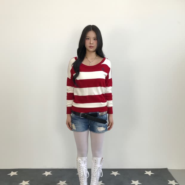 Abercrombie Red Striped Knit Top