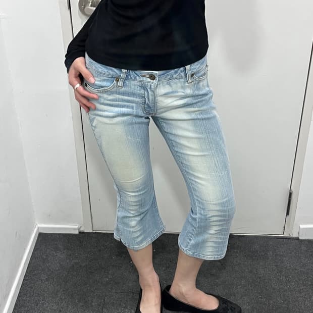 DAILY TOPICS 연청 데님 카프리 팬츠 바지 