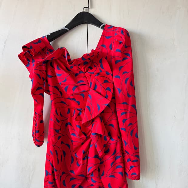 컨디션 최상 Self-Portrait 레드 패턴 미니 원피스2(44사이즈