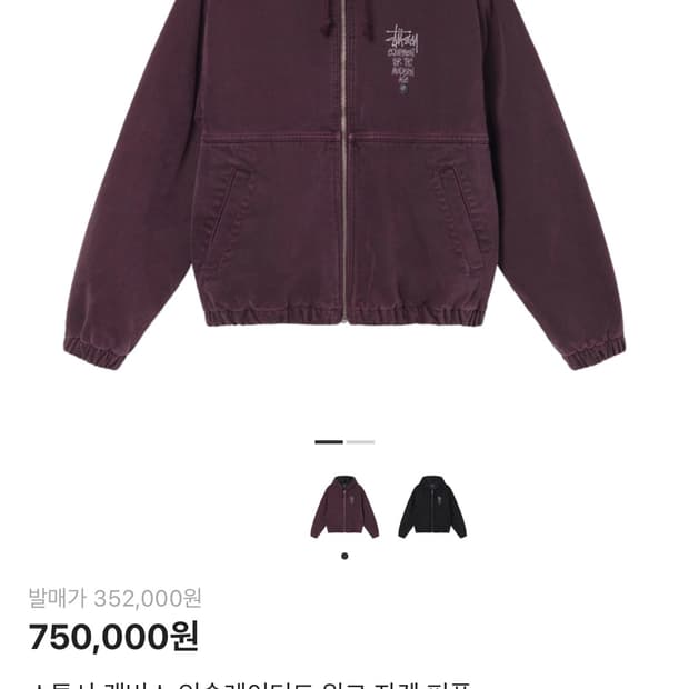 스투시 캔버스 인슐레이티드 워크자켓