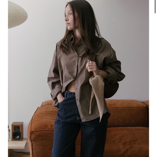 가더 브라운 체크셔츠