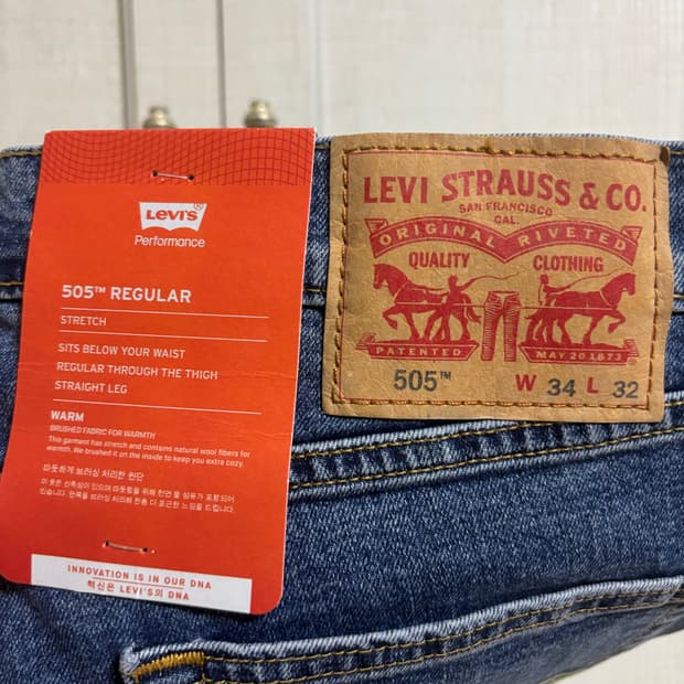 리바이스 505 레귤러 스트레치 w34 새제품