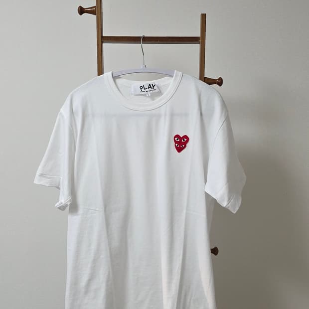 [L size]꼼데가르송 더블하트 티셔츠