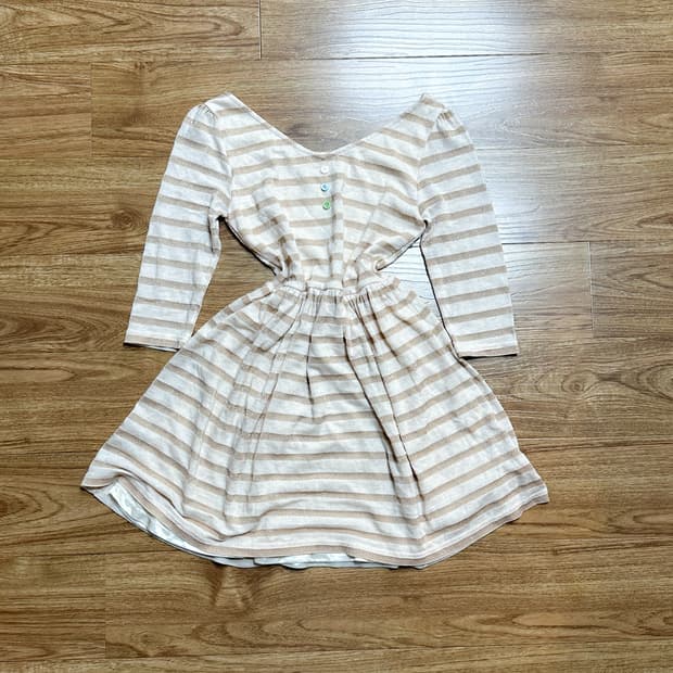 빈티지 스트라이프 단추 원피스 히메갸루 로걀 라떼 모리걸 코이세이오깔