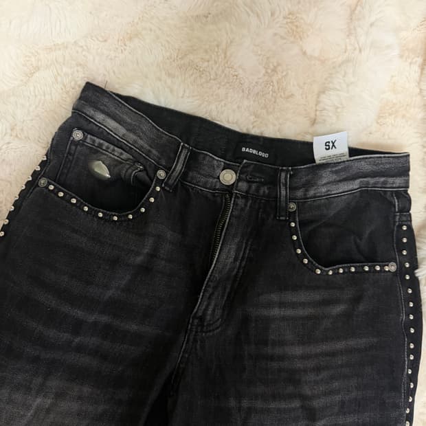 배드블러드 스터드 블랙 데님 팬츠 xs