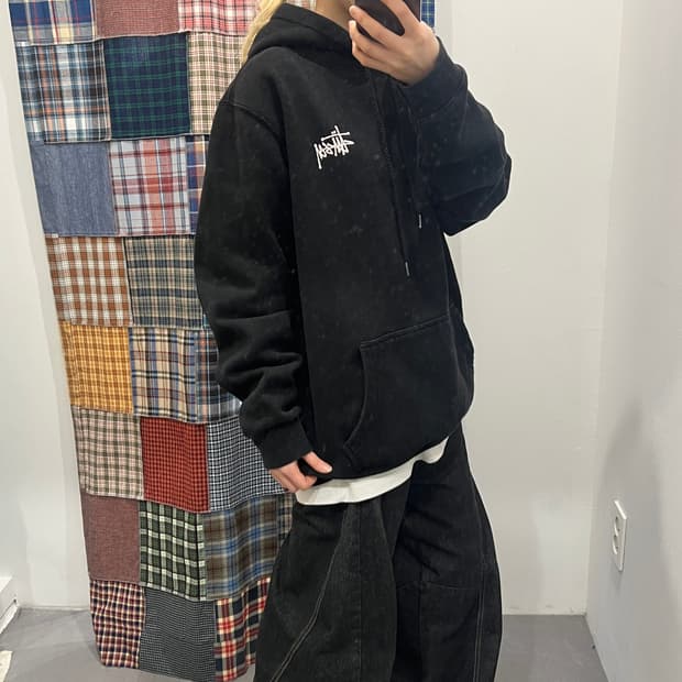 스투시 베이직 블랙 후드티