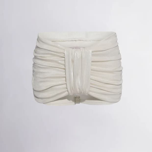 Sculptor Metalic Bow Micro Skirt Pearl