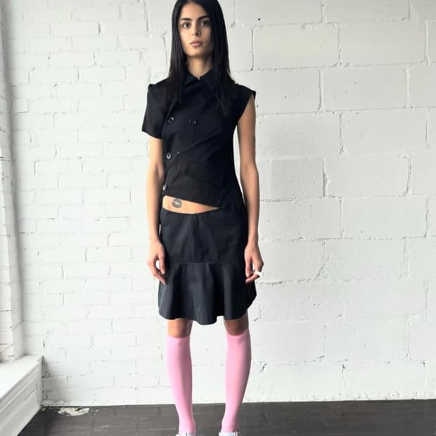 꼼데가르송 비대칭 반팔 더플 자켓