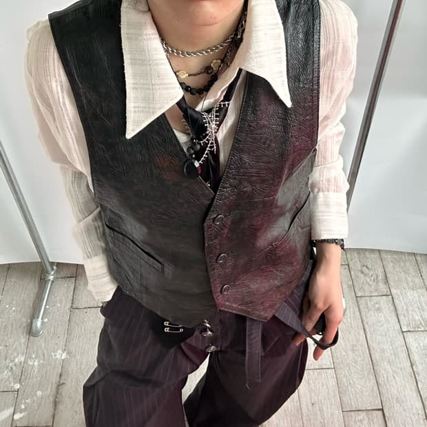 real leather vest