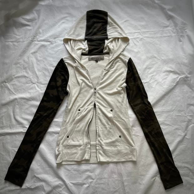 Cookjeans 아카이브 스터드 2way 배색 카모 후드집업 락시크