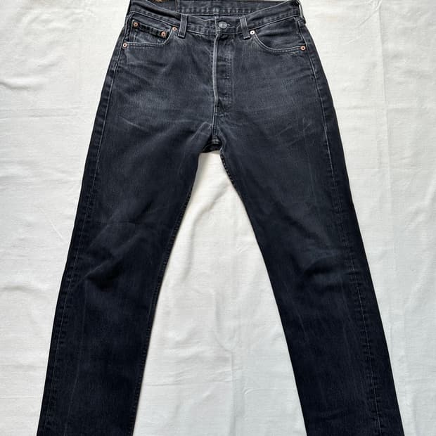 90s 리바이스 501 여성 흑청 워시드 데님 30 made in USA
