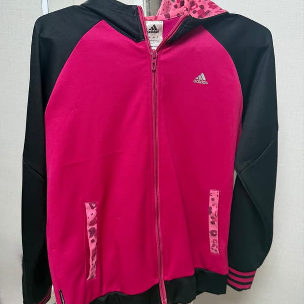 adidas pink leopard hood zip-ip jaket