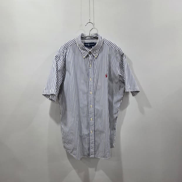 폴로랄프로렌 버튼다운 스트라이프 반팔셔츠 L 