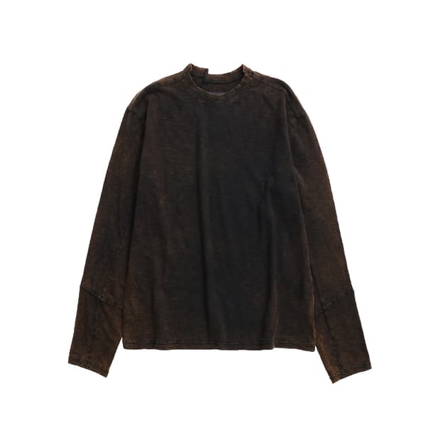ASYMMETRIC BLEACHED LONG SLEEVE TEE