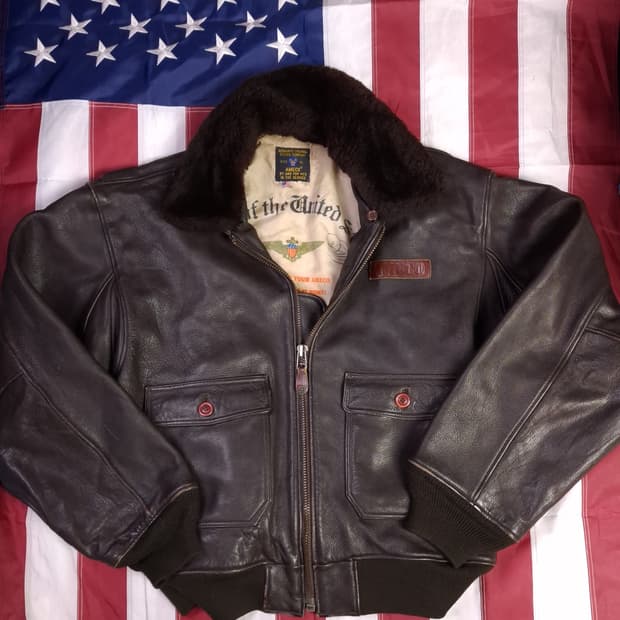 오리지날 아메코 미해군 G-1 리얼레더 항공점퍼