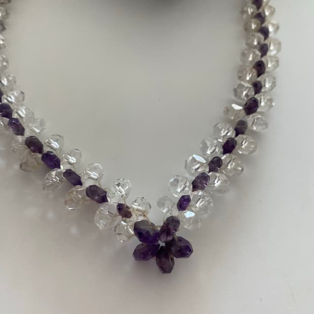 빈티지 퍼플 크리스탈 비즈 목걸이