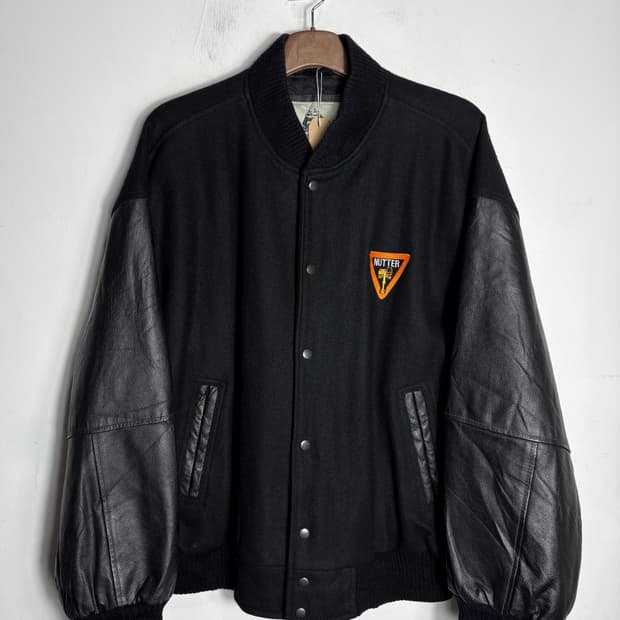 Burks bay 버크스 베이 울 가죽  바시티 자켓