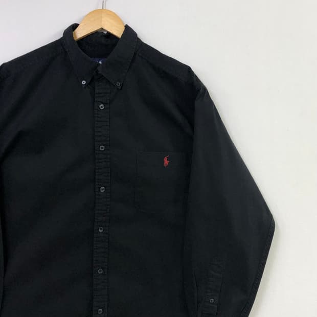 Xxl 폴로 블랙 솔리드코튼 셔츠