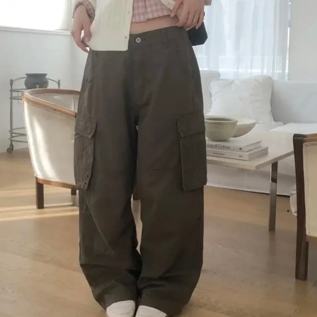 원더원더 호놋 빈티지 절개 아일렛 포켓 코튼 팬츠