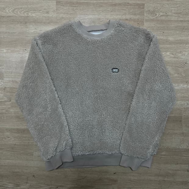 크리틱 남여공용 와펜 웜업 뽀글이 맨투맨 티셔츠 [베이지] M/95