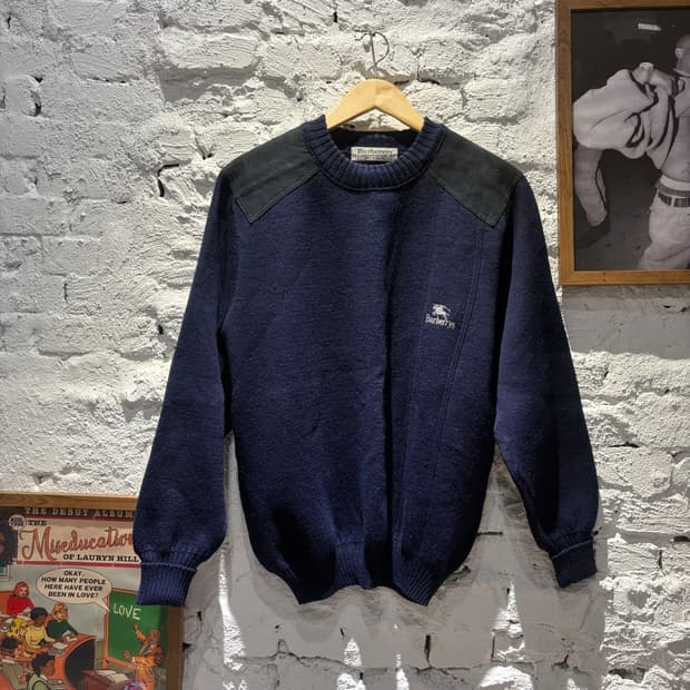 90‘s 버버리 엘보패치 코만도 울 니트