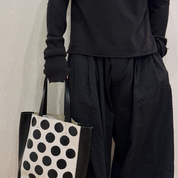 요지야마모토 도트 레더 토트백