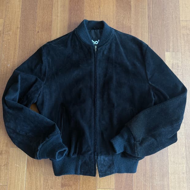 빈티지 쇼트 스웨이드 블루종