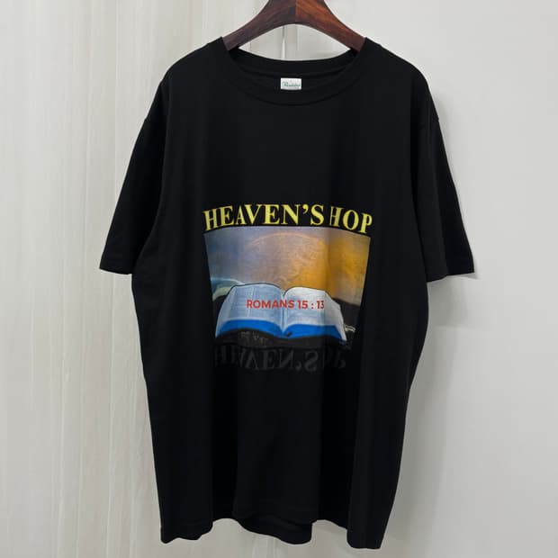 HEAVEN'S SHOP 성경 그래픽 빈티지 반팔티셔츠