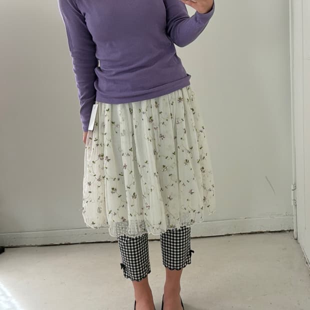 일본빈티지 라벤더 프릴 롱슬리브