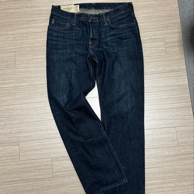 아베크롬비 셀비지 버튼플라이 스트레이트 데님 팬츠 33x32
