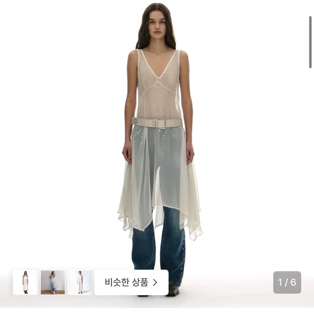 파르티멘토 우먼 SHEER UNBALANCE LAYERED DRESS_E