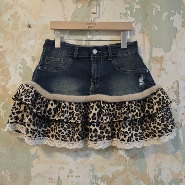데님 호피 스커트 66