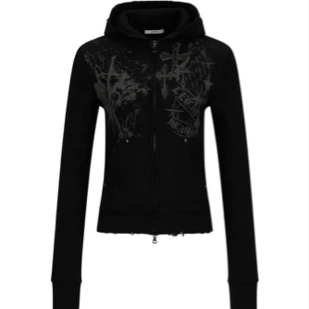 레씨토Celestial Paint Hoodie Zip-Up_[Black]