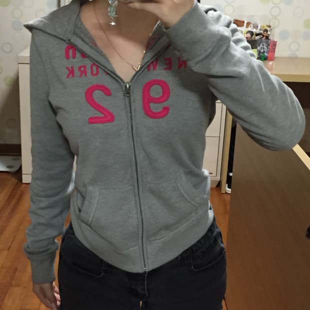 아베크롬비 딱붙 그레이 후드집업