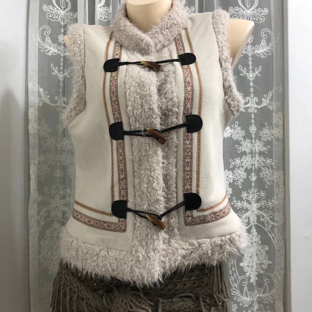 bohemian pattern fur vest