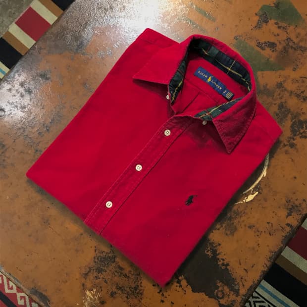 폴로랄프로렌 레드 도톰한 코튼 셔츠 남성 102 여성 프리사이즈 