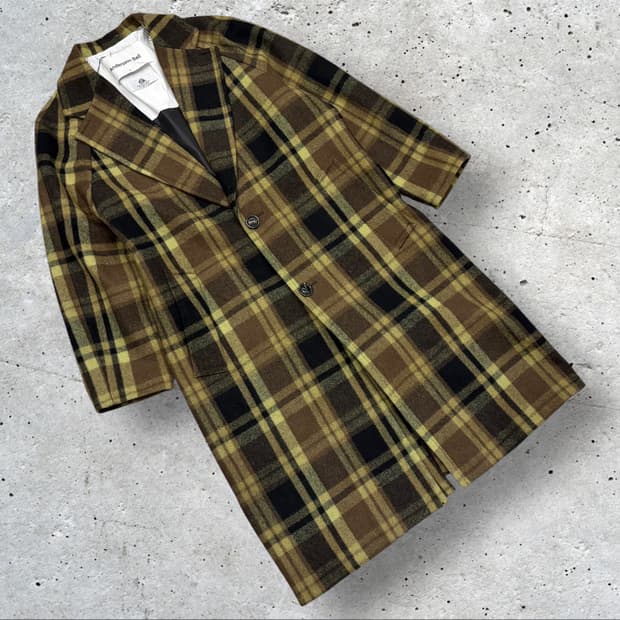 [S] 앤더슨벨 미구엘 울 체크 롱코트 D42